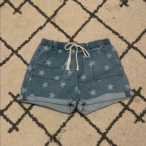 Blue Denim Shorts with Star Design